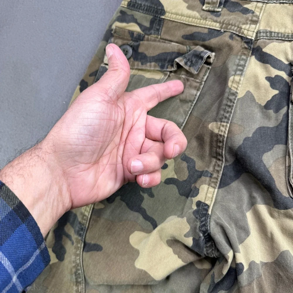 Unbranded Cargo Pants Men 29 Green Camo Pocket Tactical Streetwear Gorpcore